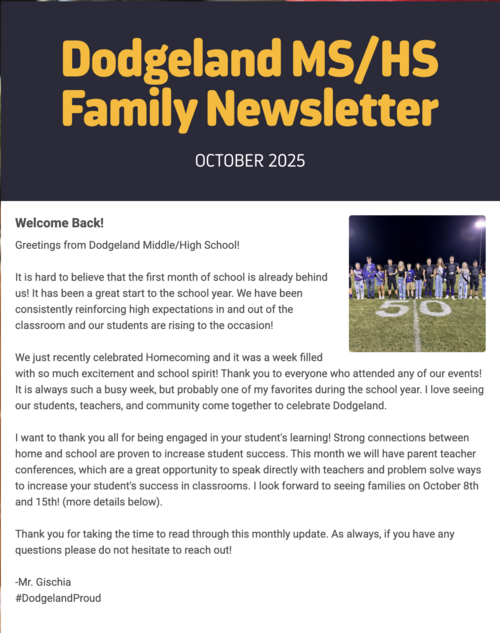 October 2025 DHS/DMS Family Newsletter