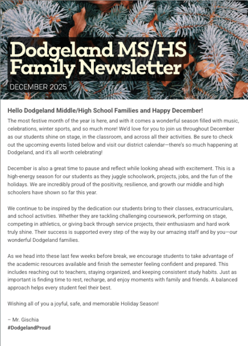 December 2025 DHS/DMS Family Newsletter
