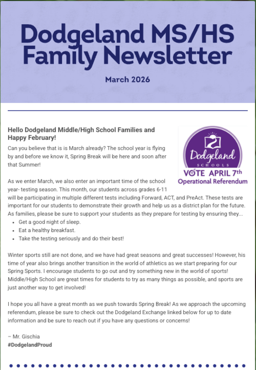 March 2026 DHS/DMS Family Newsletter