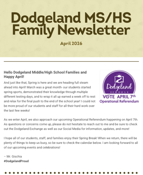 April 2026 DHS/DMS Family Newsletter