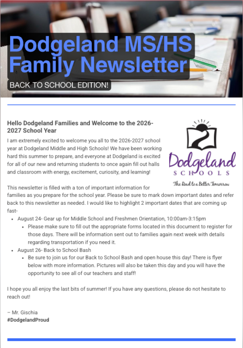 August 2026 DHS/DMS Family Newsletter