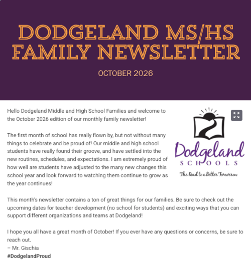 October 2026 DHS/DMS Family Newsletter