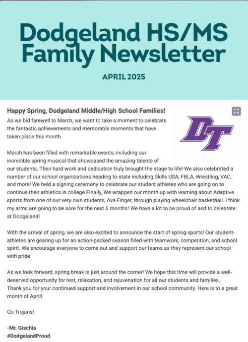 April 2025 DHS/DMS Family Newsletter