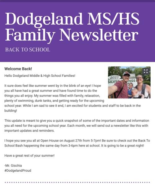 August 2025 DHS/DMS Family Newsletter